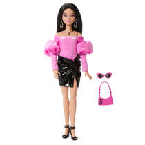 Barbie luxe stijl pop 13 in roze Barbiecore top met glanzende minirok productafbeelding 2